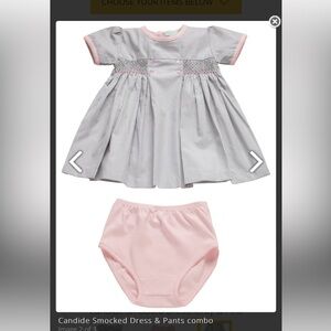 Schweitzer Linens Gray and Pink gingham Baby Dress with Bloomers. Sz 24 months